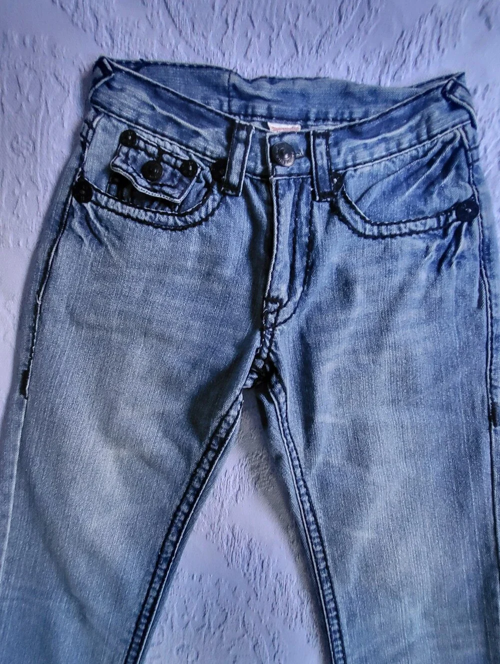 True Religion Rainbow Billy Jeans 28 Made in USA Light Wash Y2K NWOT